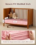 Unnivoll Baby Crib Sheets for Boys Girls, Fitted Crib Sheet Neutral 3 Pack for Standard Crib and Toddler Mattress, Breathable Soft Microfiber Baby Sheet 28x52x8in Pink White Moon