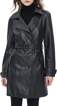 Womens PU Faux Leather Blazer Jacket, Waterproof, Button Front