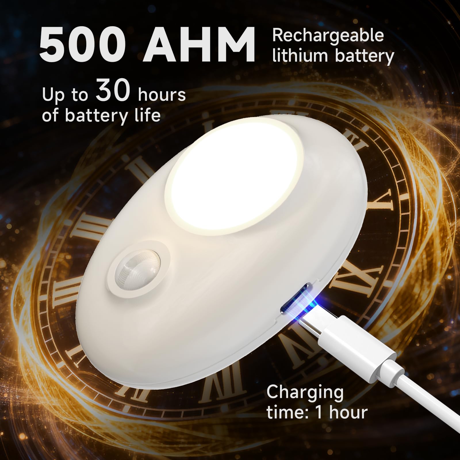 Lot de 4 veilleuses d'intérieur rechargeables en forme de galet avec détecteur de mouvement, 3 couleurs (blanc froid/lumière chaude/lumière naturelle) avec contrôle à un seul bouton, intensité