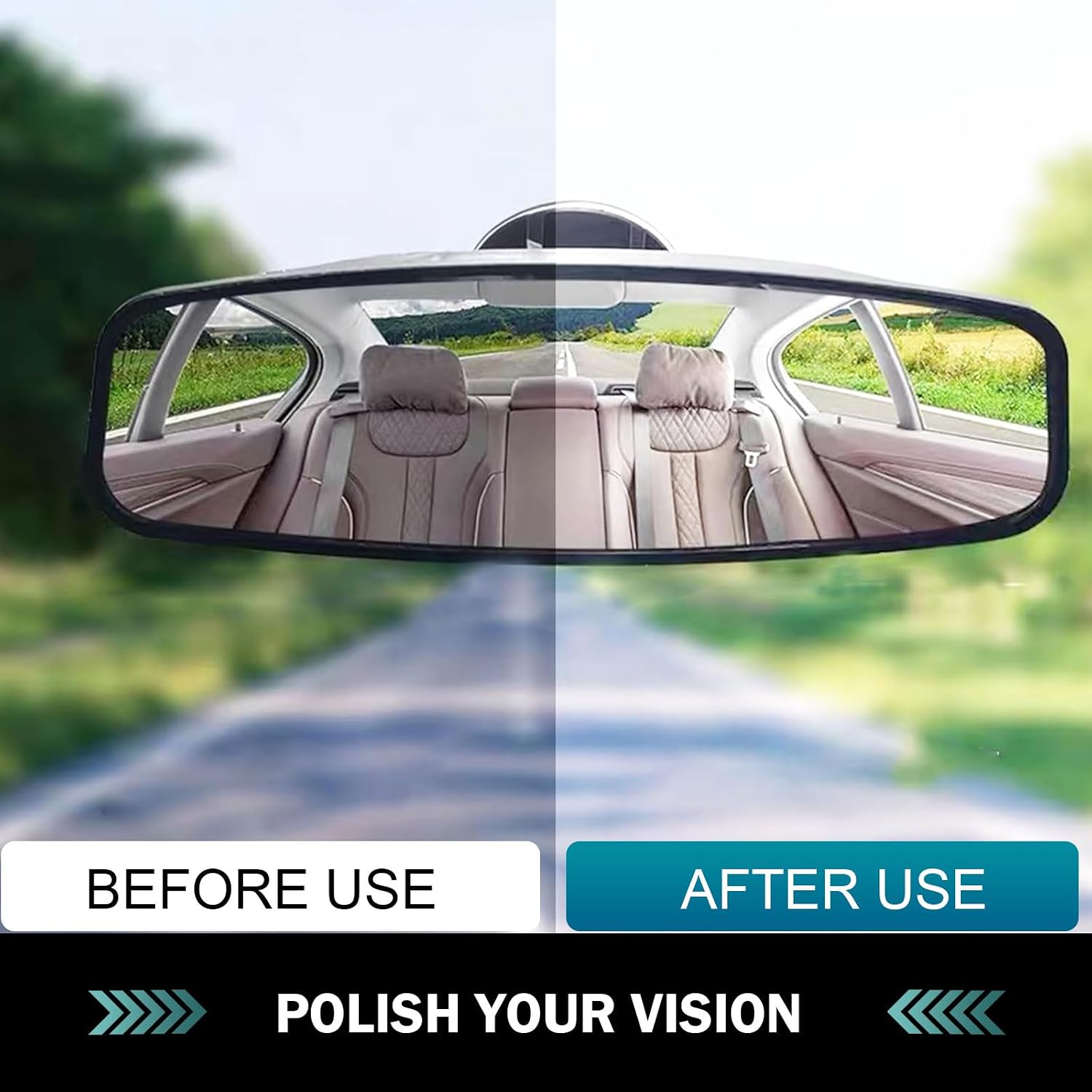 Shakas Car Rearview Mirror, 360 Degree Rotating Adjustable Large Field of View Plus Mirror, Non-destructive Suction Cup Mounting Accessories for Most Cars Tricycles Motorcycles (White)