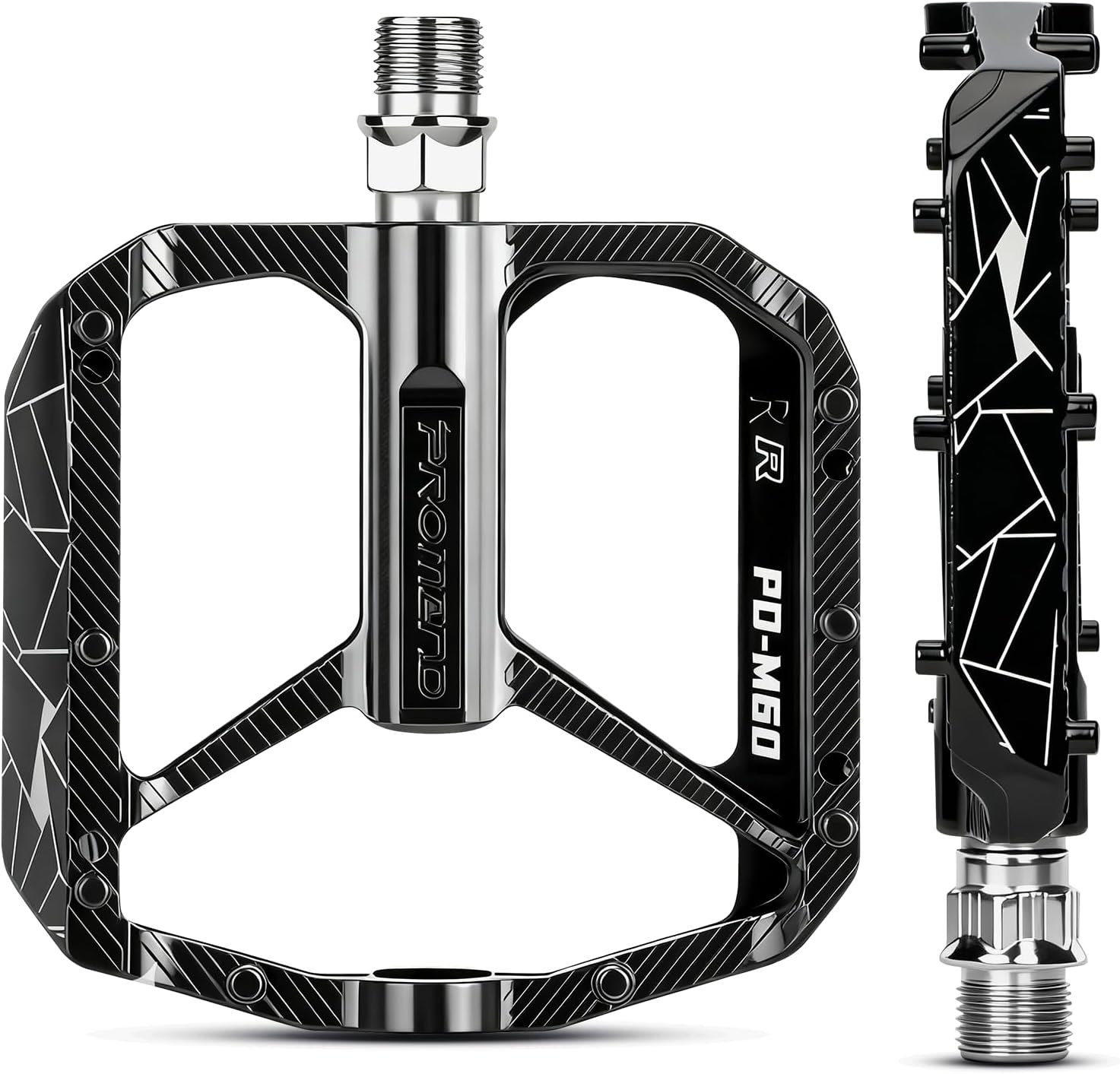 SYACHI Bike Pedals, Mountain Bike Pedals with Non-Slip Pins, 9/16 Inch Aluminum Alloy Bicycle Pedals for MTB Road BMX Bikes - Wide Paltform & Lightweight, Black