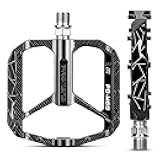 SYACHI Bike Pedals, Mountain Bike Pedals with Non-Slip Pins, 9/16 Inch Aluminum Alloy Bicycle Pedals for MTB Road BMX Bikes - Wide Paltform & Lightweight, Black