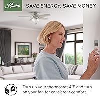 Vista 5 de Hunter Builder 51091 - Ventilador de techo de interior de 42 pulgadas con luces LED, ventilador de techo de bronce con cadena de tracción