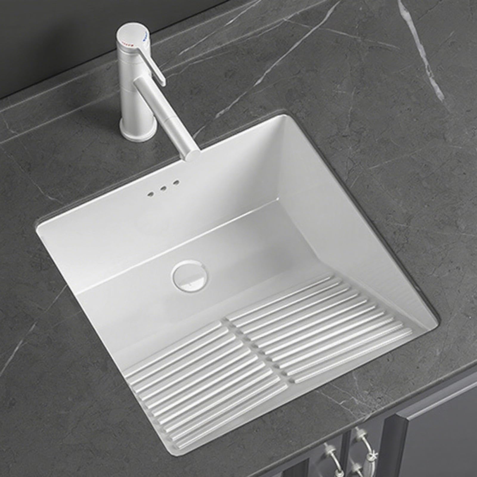 Lavabo en porcelaine haut de gamme avec trop-plein et vidange complète pour salle d'eau
