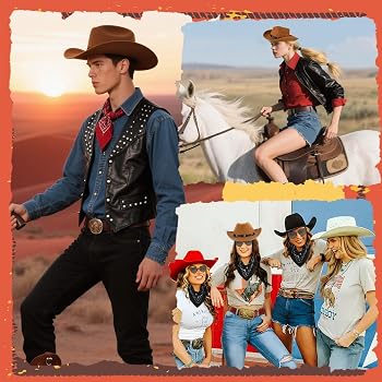 MALLOOM Set di 8 cappelli da cowgirl con 8 occhiali a cuore e 8 bandane, cappelli da cowgirl con boa in piume per festa western halloween (rosa
