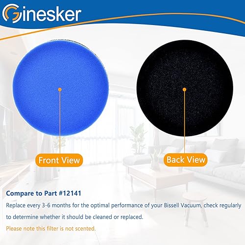 Miniatura 3 de Paquete de 4 filtros de repuesto para aspiradora vertical Bissell 1214 Cleanview y PowerGlide para mascotas, comparado con la parte #12141 (sin