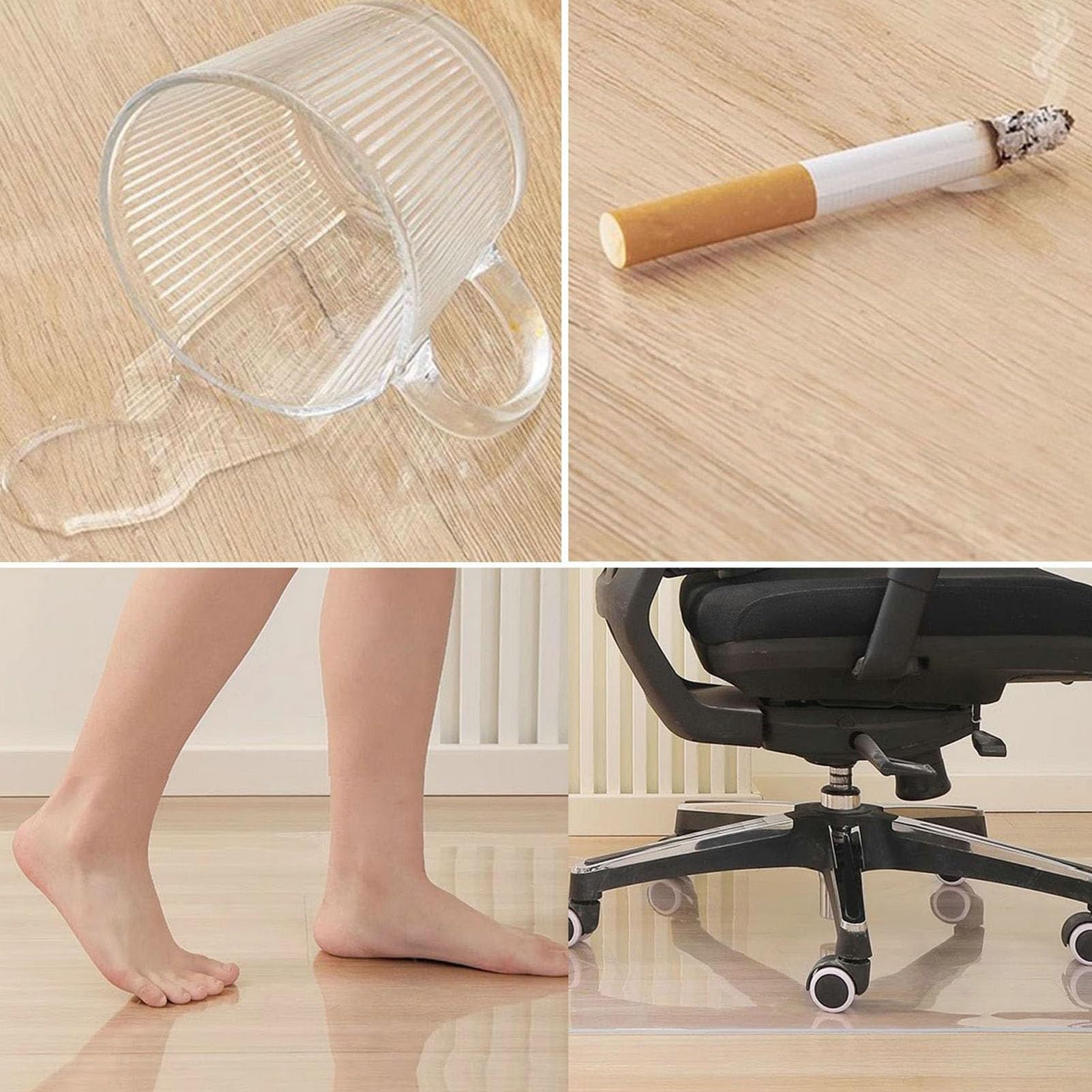 Tapis de protection de sol antidérapant en PVC transparent de 2 mm pour sols durs, résistant aux rayures, idéal pour la maison, le bureau et les études, protège les sols en bois