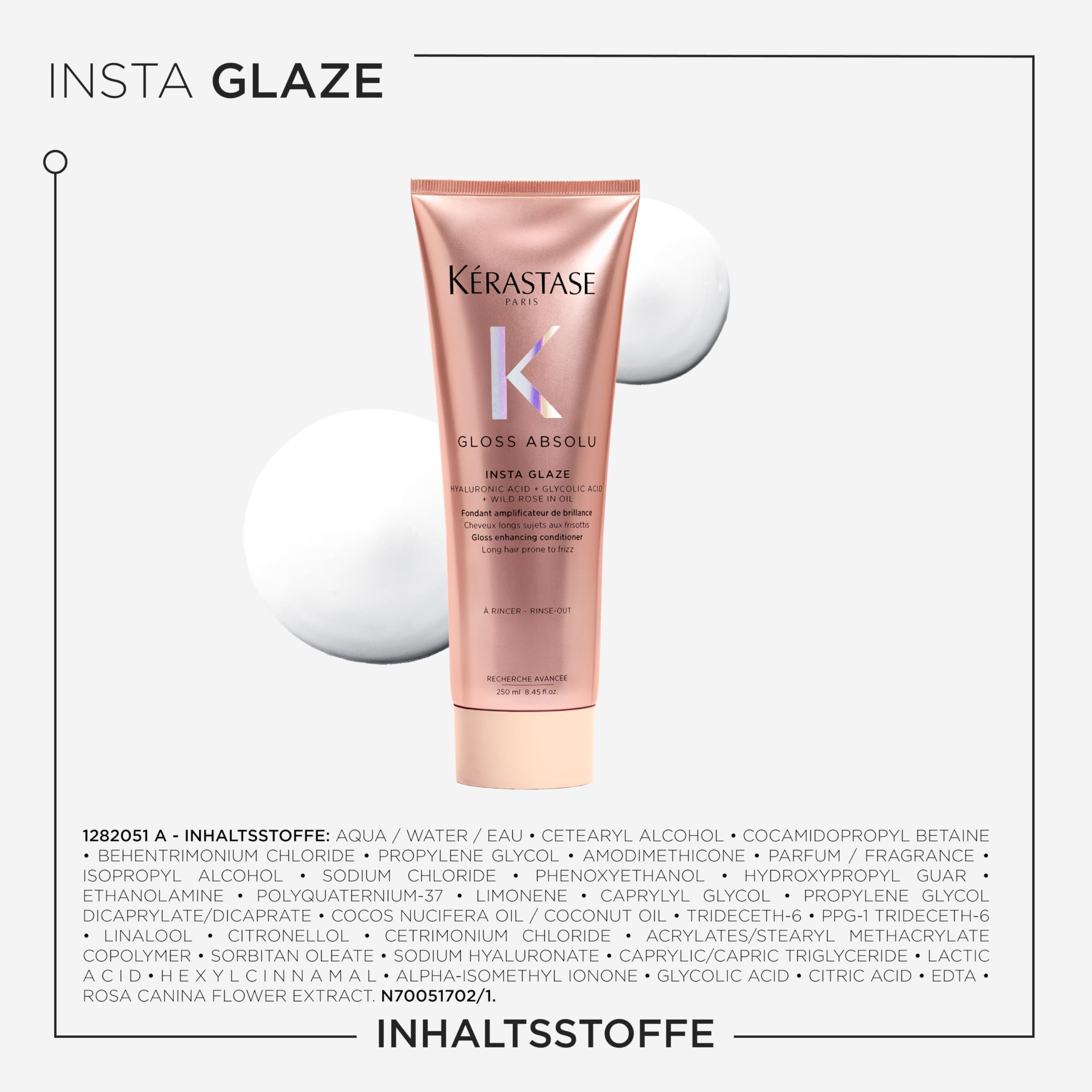 Kérastase Gloss Absolu Fondant Insta Glaze, Conditioner für langes und zu Frizz neigendes Haar, Mit Hyaluronsäure, Glykolsäure und Wildrosenöl, Für intensiven Glanz & Volumen