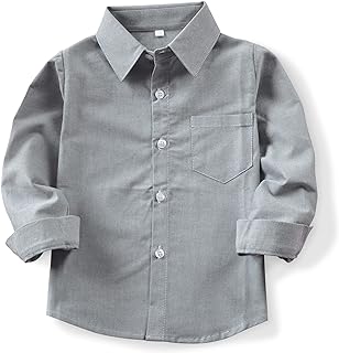 Little Big Boys' & Men's Long Sleeve Button Down Oxford Casual Dress Shirt - Buy now