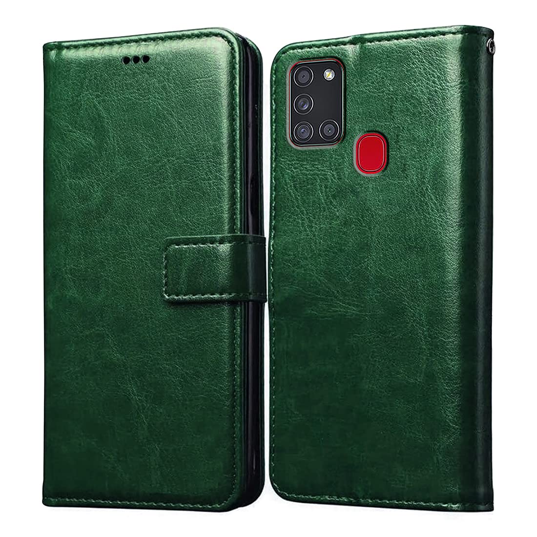 Solimo Flip Leather Cover with Kickstand for Samsung Galaxy A21 4G / A21s 4G (Green) at ₹168 (66% Off) – Amazon