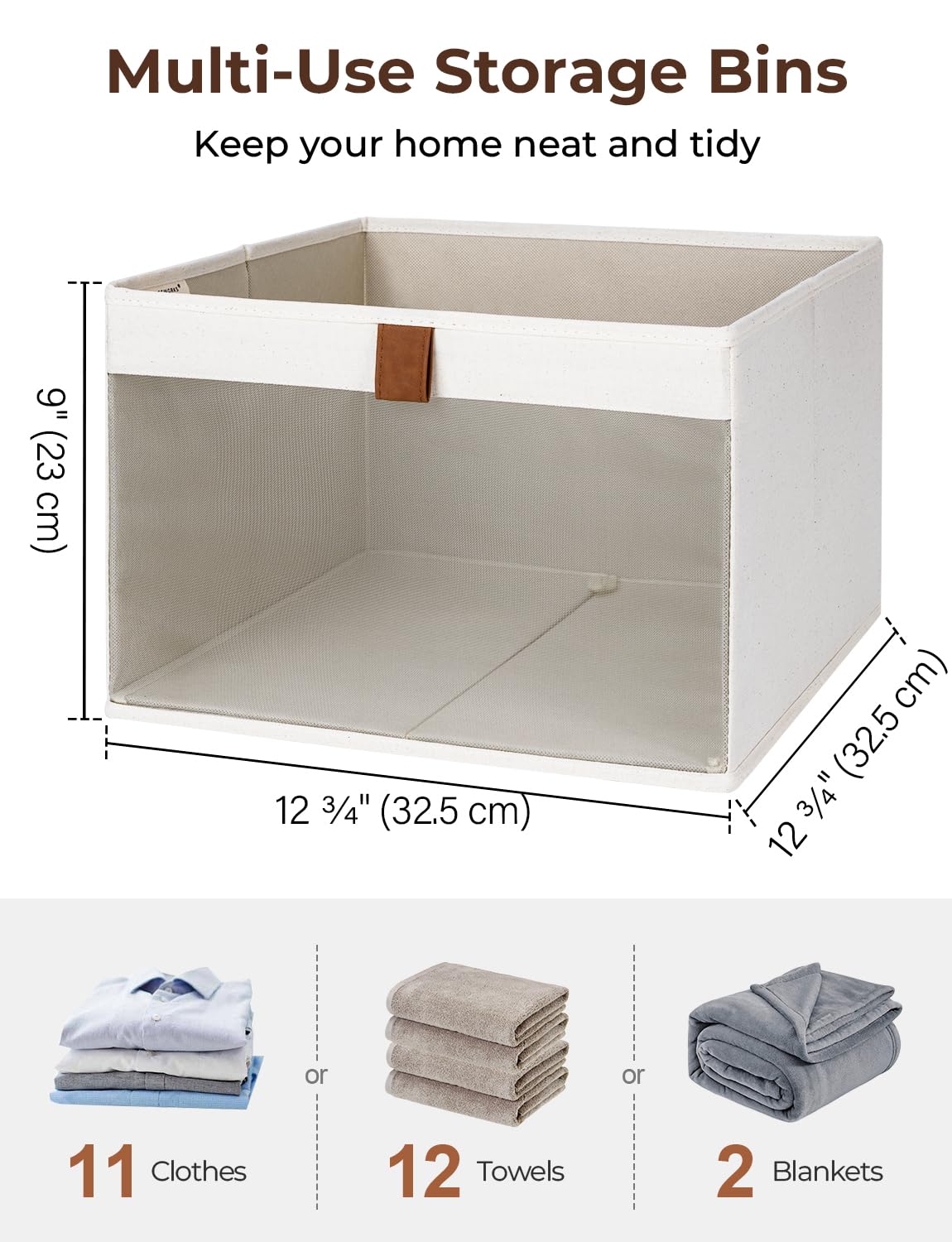 StorageWorks Contenitori per armadio con finestra trasparente e 2 manici, contenitori pieghevoli per vestiti, per scaffali, organizer in tessuto, beige, confezione da 3