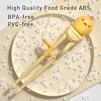 Kids Chopsticks - Made of High Quality Food Grade Material - Great Chopsticks for Kids - Includes Sturdy and Practical Portable Box (Yellow)