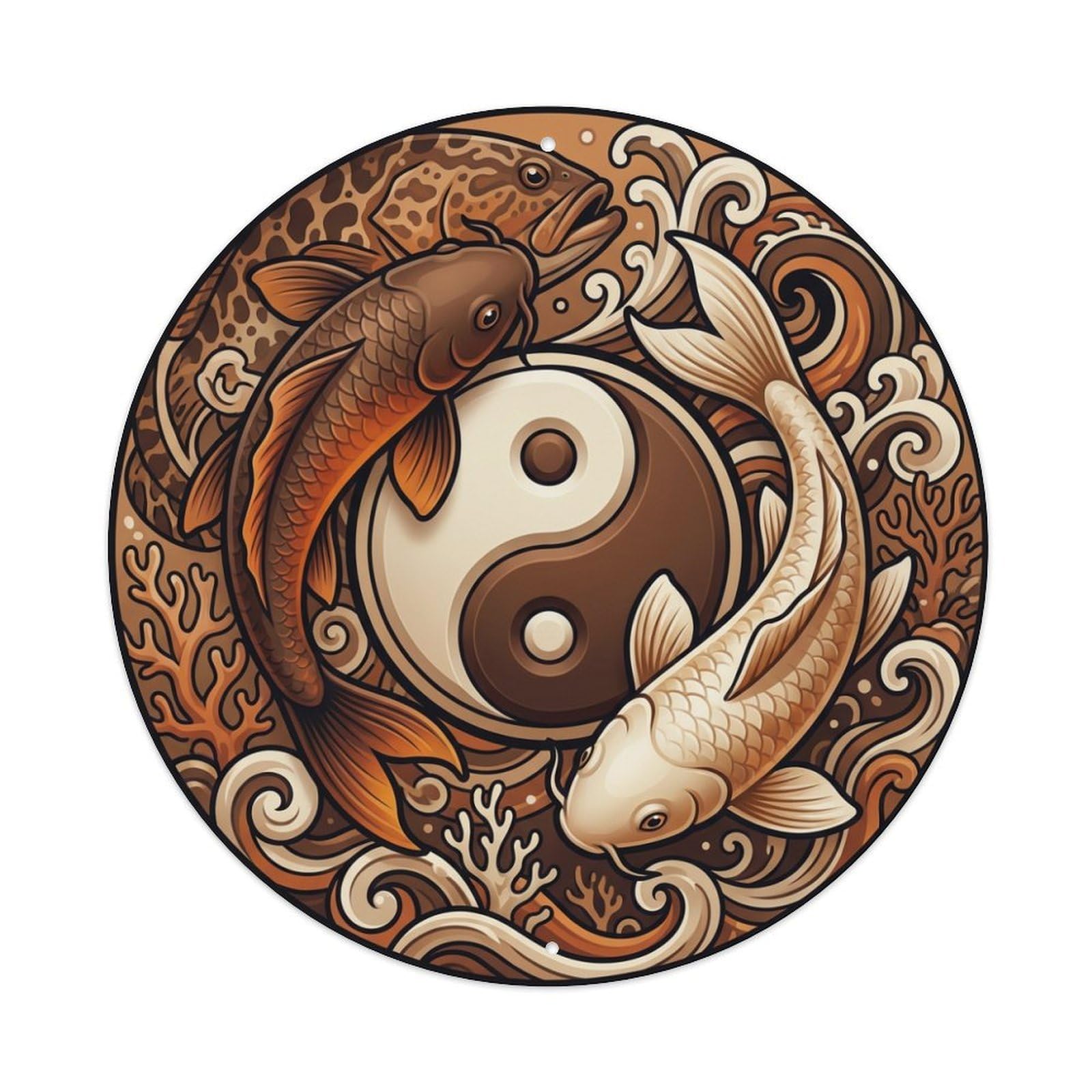 Tgrcjimh Style Metal Tin Sign Tai Chi Koi Fish