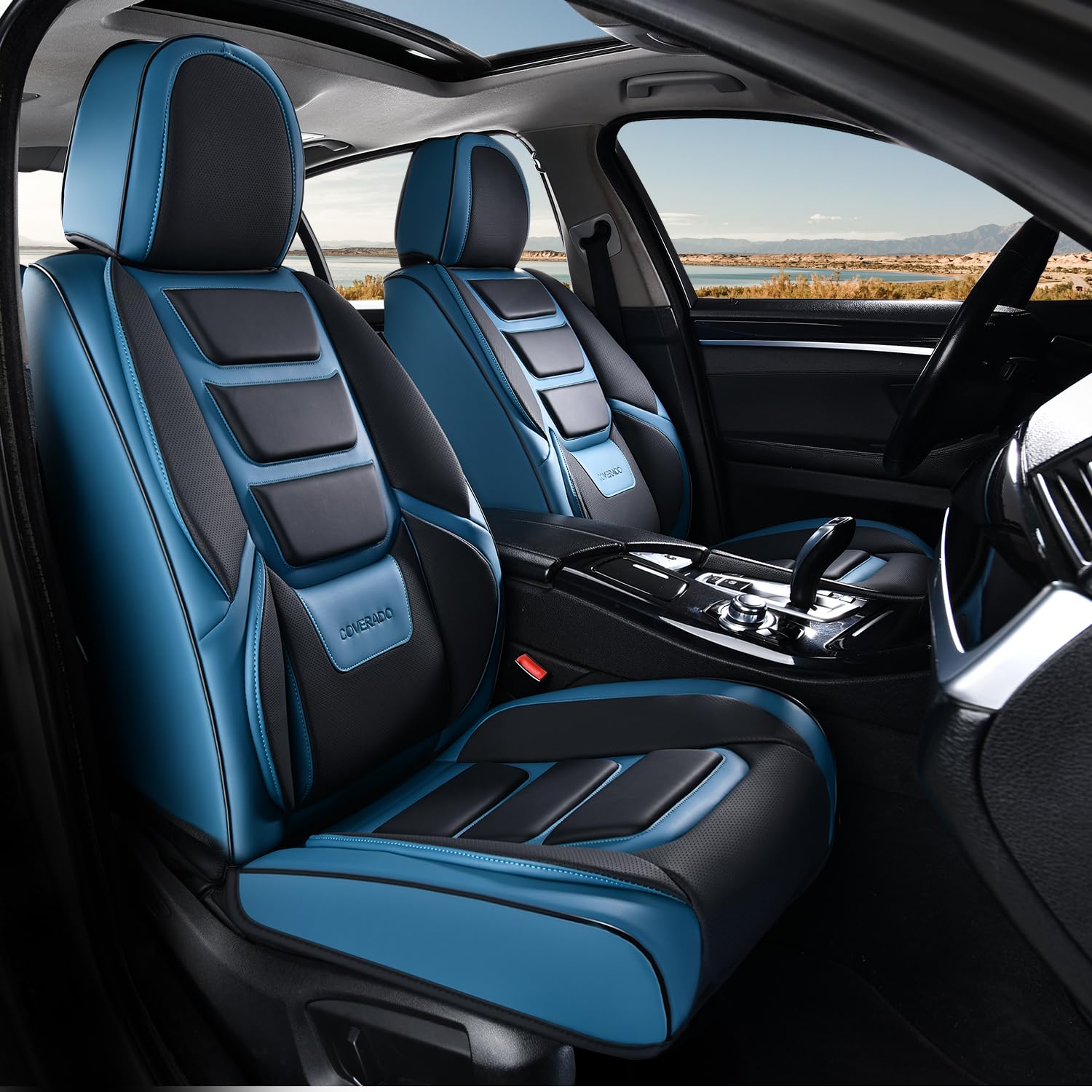 Coverado Car Seat Covers, Front Covers for Cars, Car Seat Cover Front Seats, Car Seat Protector Waterproof, Leather Car Seat Cushion, Universal Interior Covers Seat Protectors for Most Cars
