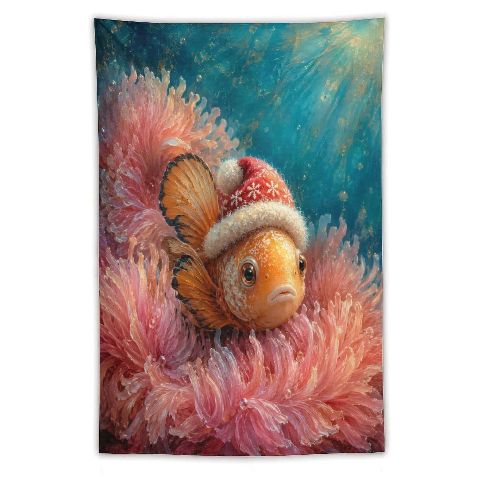 W7C8U2X3 Clownfish Pink Anemone Wall Tapestry, Coral Reef Fish