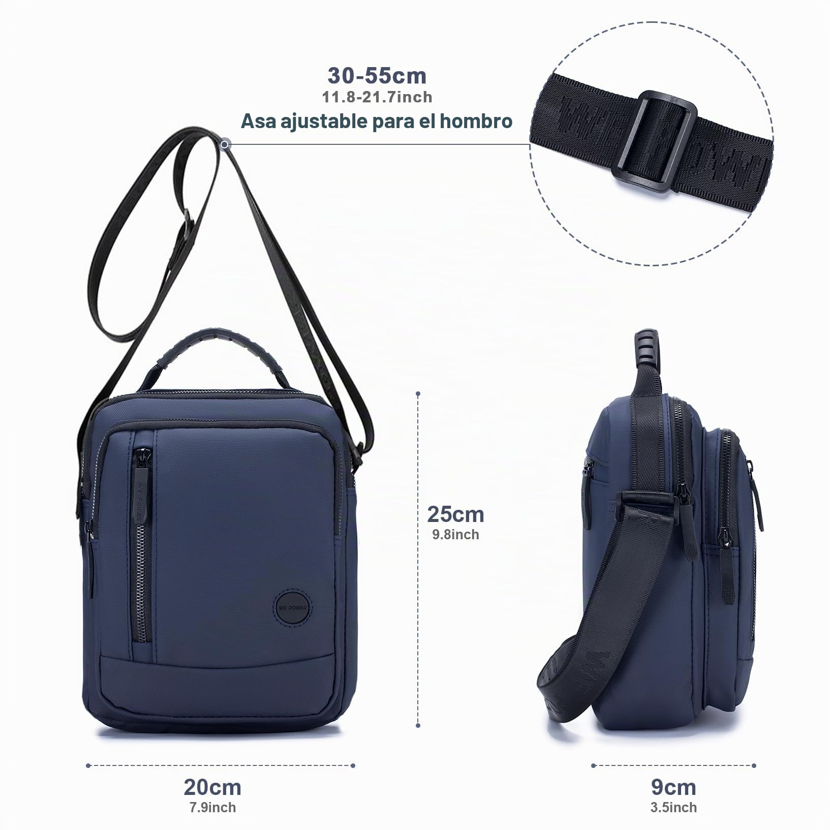SPAHER Bolso Hombre Bandolera Pequeña, Impermeable Nylon Bandoleras Hombre Bolso de Hombro Crossbody Bag Casual Con Correas de Hombro Ajustables Para Regalo, Viaje, Trabajo