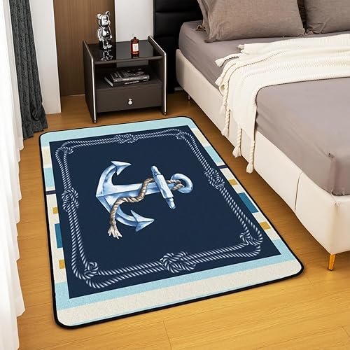 Miniatura 4 de Alfombra de decoración náutica, acuarela, ancla para sala de estar, habitación de los niños, océano, costera, decoración marina, aventura interior,