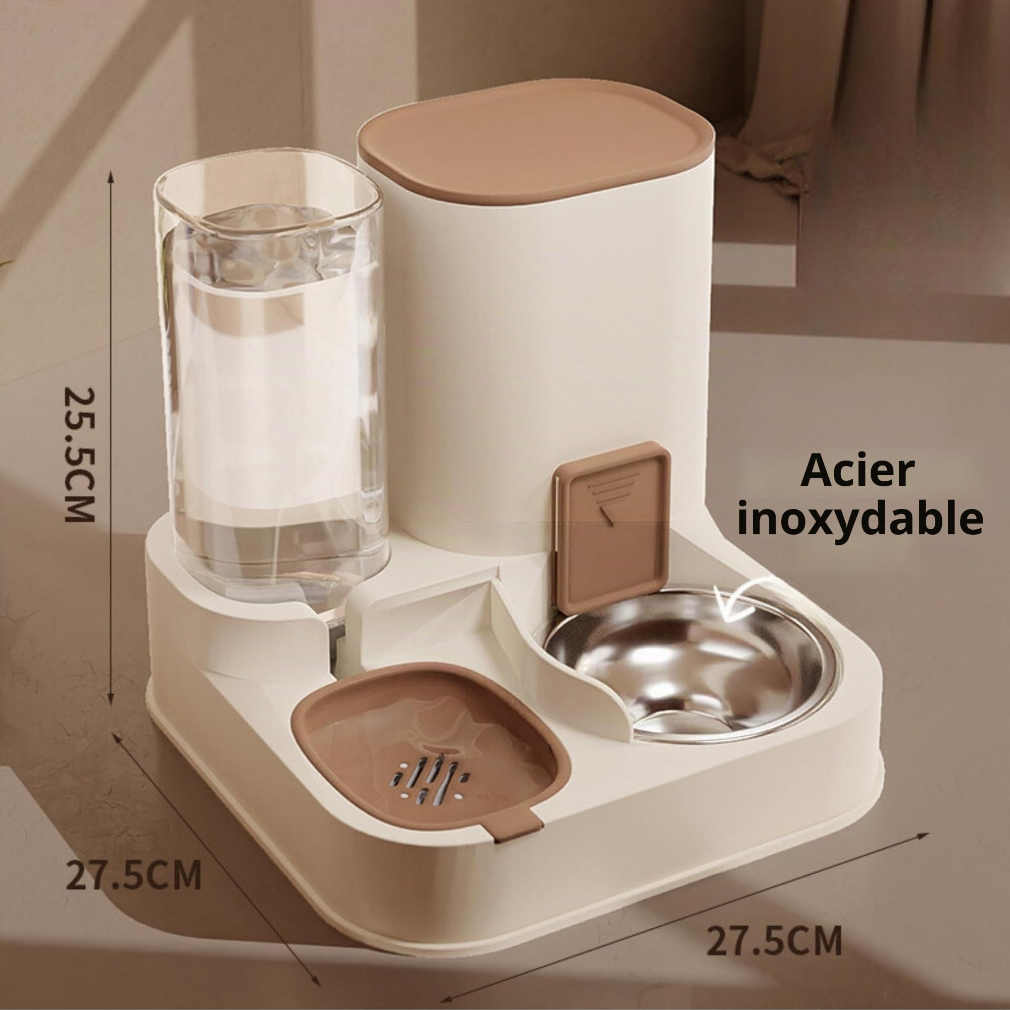 Mangeoire et Abreuvoir 2 en 1 pour Chats et Chiens - Distributeur Automatique de Nourriture et d'Eau