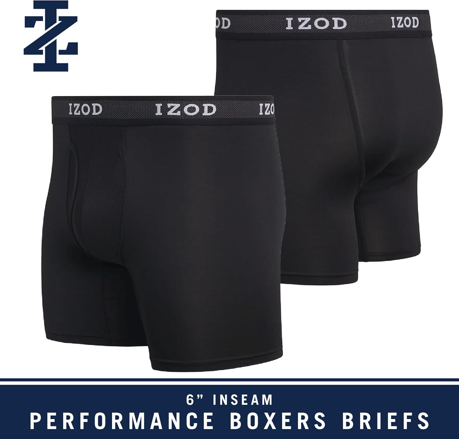 IZOD Mens Boxer Briefs - 5 Pack Stretch Performance Mens Underwear Boxers with Functional Fly Pouch, 6" Inseam (Size: S-XXL) - Image 3