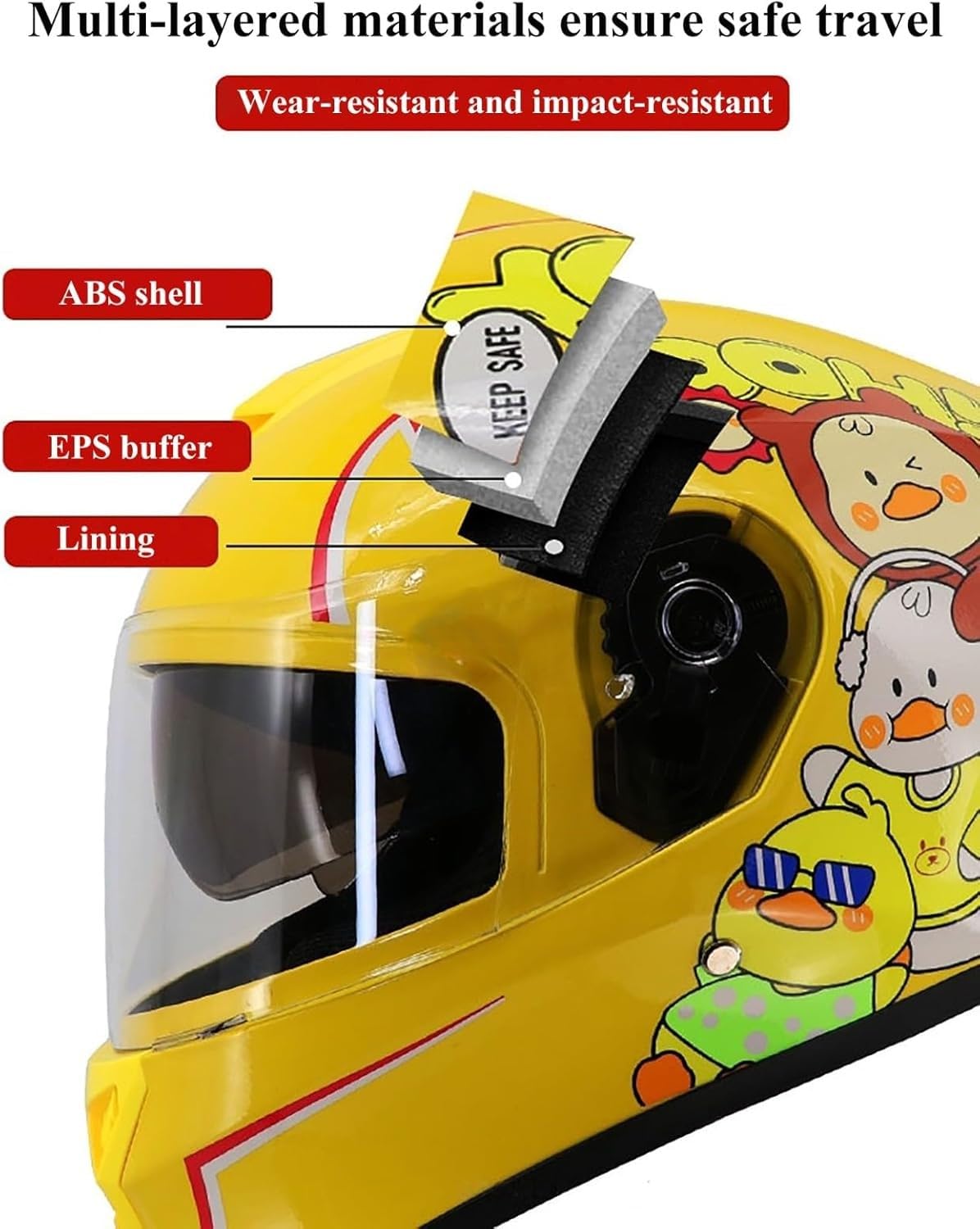 Integralhelm für Kinder, ECE/DOT-Zertifiziert, geeignet für Jungen und Mädchen im Alter von 4-13 Jahren (Motorräder, Roller, Cruiser, Fahrräder). C,50-58cm