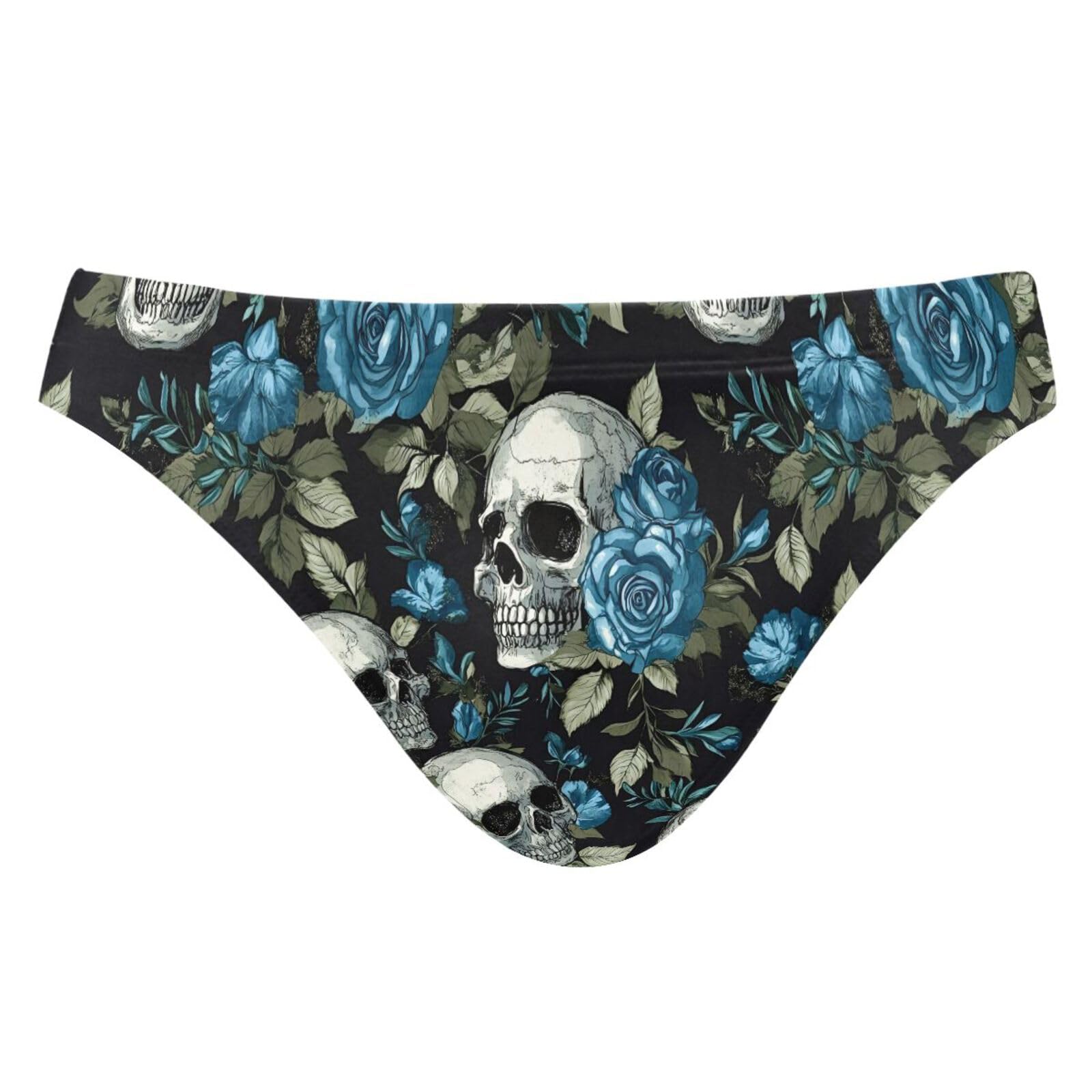 Men's Sugar Skulls Blue Roses Bikini Swimsuits Swim Trunks M 202c0083