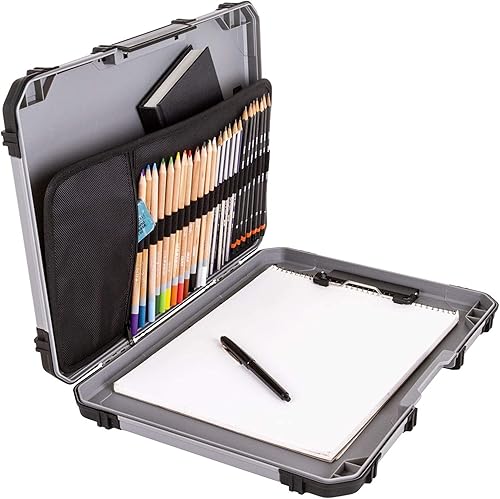 ArtBin 6838AG - Tablero de bocetos, superficie de dibujo portátil con almacenamiento interno de arte y manualidades, color gris