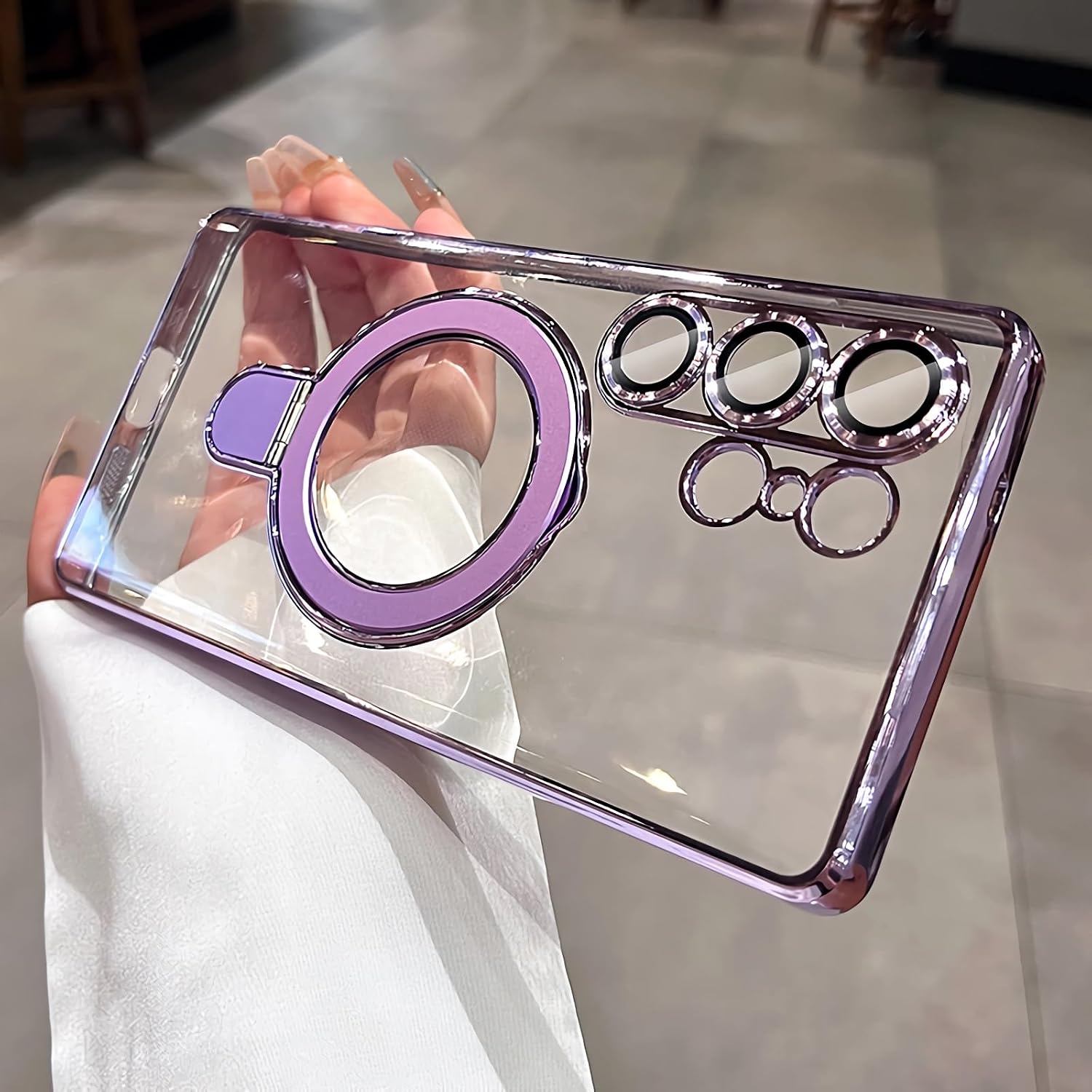 LXK Magnetic for Samsung Galaxy S26 Ultra Case with Stand, Compatible with MagSafe, with Camera Protector, Clear Luxury Military-Grade Drop Protection iPhone Case for Galaxy S26 Ultra 6.9" Purple