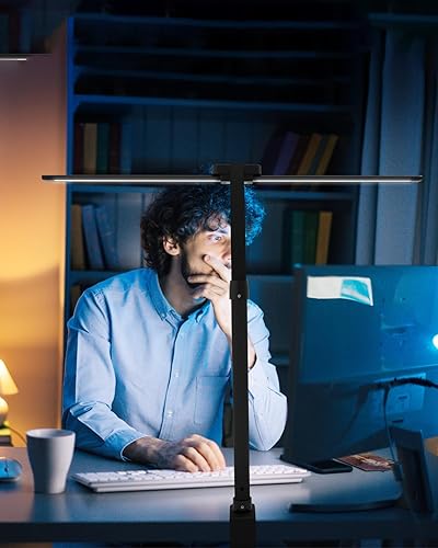 Miniatura 8 de Lámpara de escritorio con abrazadera para oficina en casa, luz de escritorio LED para computadora de oficina con cuello de cisne flexible, lámpara