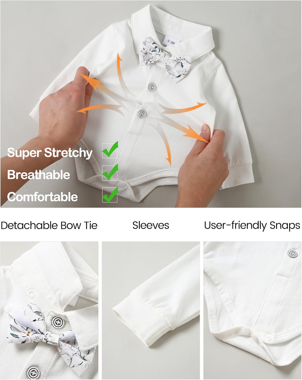 Miniatura 3 de YALLET Traje de ropa para bebé niño de 0 a 18 meses, traje de caballero, camisa de vestir+corbatín+chaleco+pantalones, conjunto de trajes de fiesta