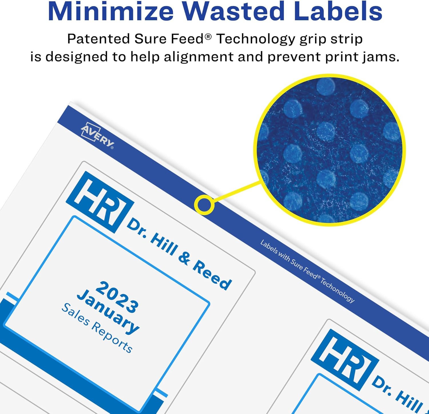 Avery Matte White Removable Square Labels, Sure Feed Technology, Print-to-The-Edge, 3" x 3", 600 Removable Labels, Laser/Inkjet Printable