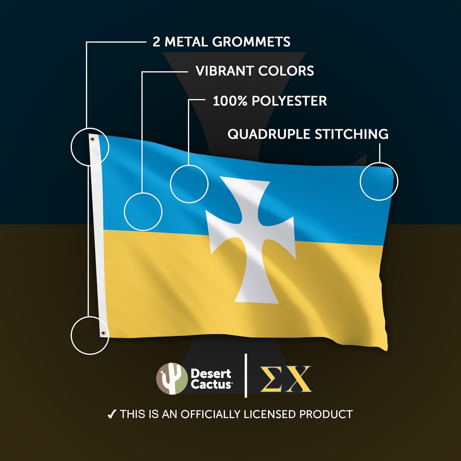 Desert Cactus Sigma Chi Flag – 3x5 Ft Banner for Indoor/Outdoor Use, Sig Chi Design, for Events and Home Décor Sign (Pack of 2)
