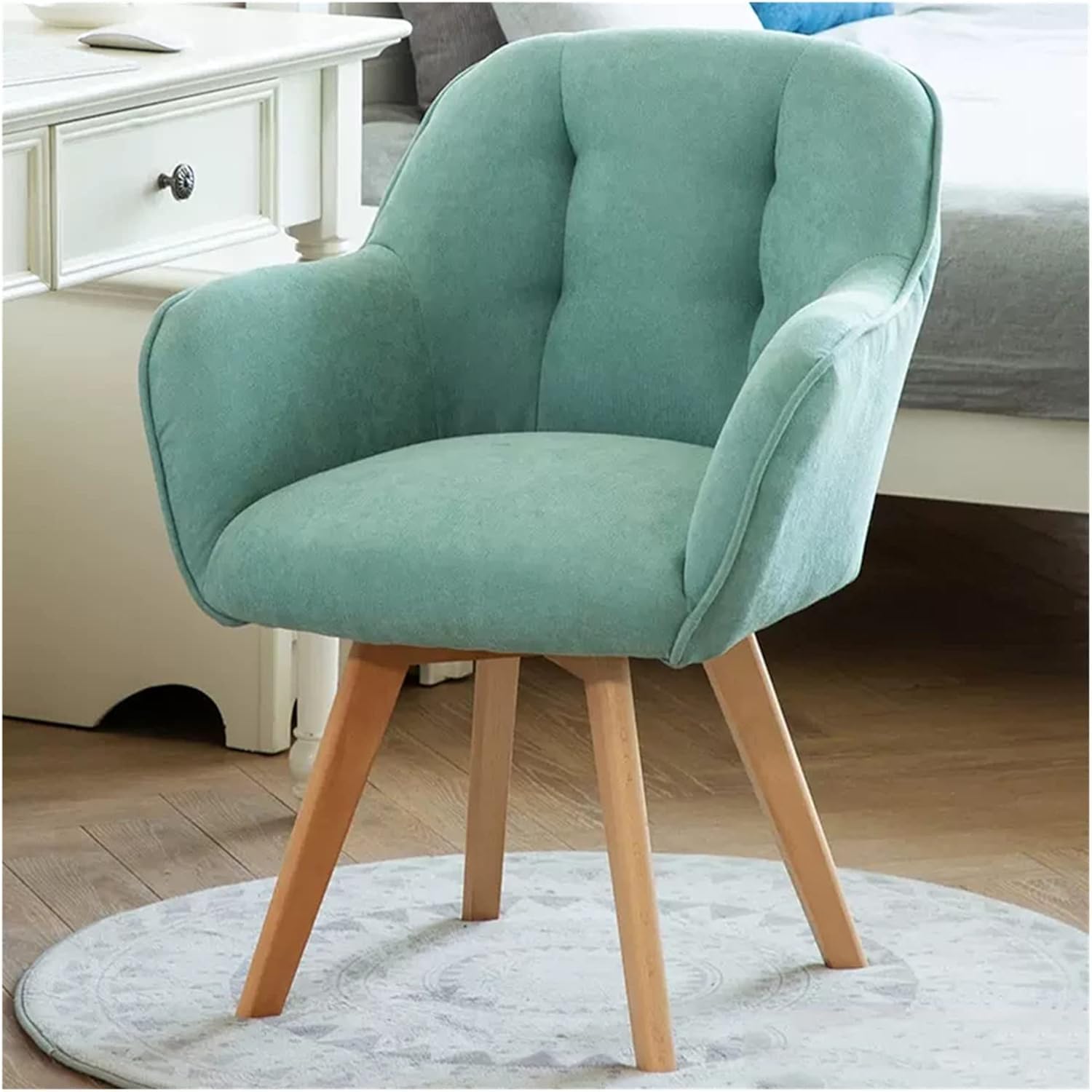 Fauteuil pivotant en velours bleu idéal pour bureau et salle à manger