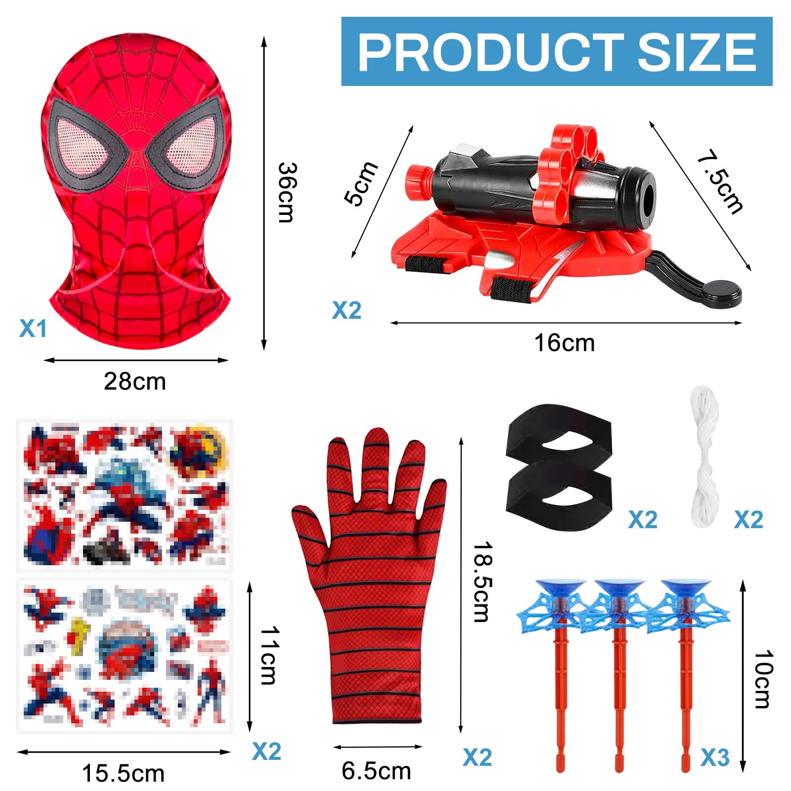 Launcher Glove, Spiderm Guanti per Bambino, Spiderm Launcher Guanto con con Spiderm Maschera, Guanti Launcher per Giochi, Spiderm Web Launcher Toy, Cosplay Giocattoli da Polso Set (A)