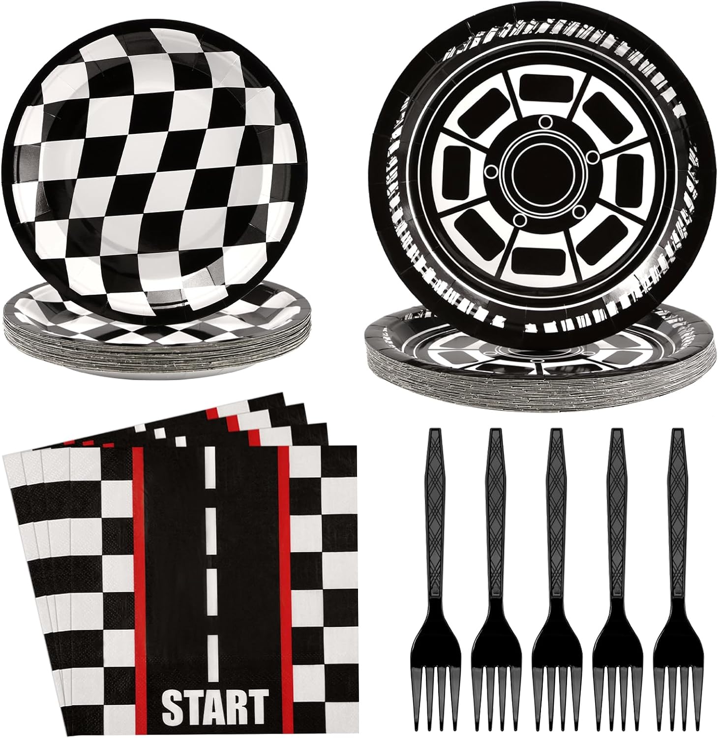 Amazon.com: Grencian 96Pcs Race Car Party Decorations Race Car Plates ...