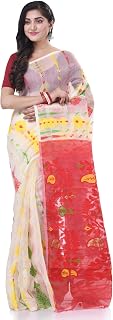 Women`s Resham Dhakai Jamdani Cotton Handloom Saree Aam Kolka Design Jamdani Saree 5.5 Mtr