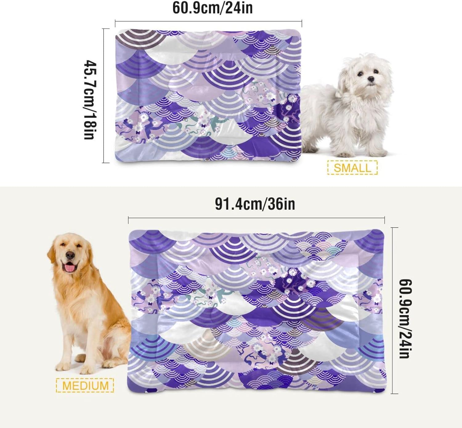 review Mermaid Scales Dog Bed Cat Bed Soft Washable Pet Crate Mat Non Slip Rectangle Comfortable Kennel Pads for Small Medium Large Dogs Cats, 24 x 36 Inch