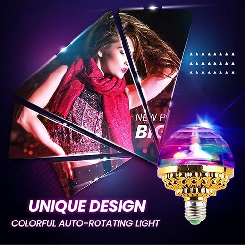 Miniatura 2 de Amposei Luz de bola mágica giratoria colorida, luces de fiesta, bola de discoteca, bombilla con forma de bola de discoteca de espejo, bombilla