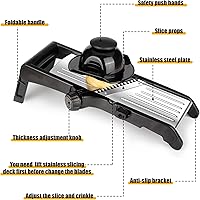 Vista 10 de Mandoline - Cortador de alimentos para cocina, cortador de verduras de mandolina ajustable de acero inoxidable, cortador de alimentos para cebolla