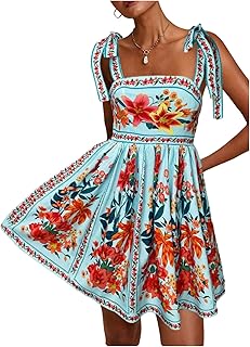 OYOANGLE Boho Dresses for Women Tropical Summer Dresses Mini Dress Sundress