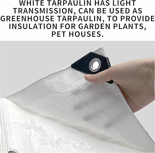Miniatura 4 de Lona blanca impermeable de 4 x 6 pulgadas (paquete de 2) lonas pequeñas multiusos, cubierta protectora de polietileno multiusos, para leña, muebles