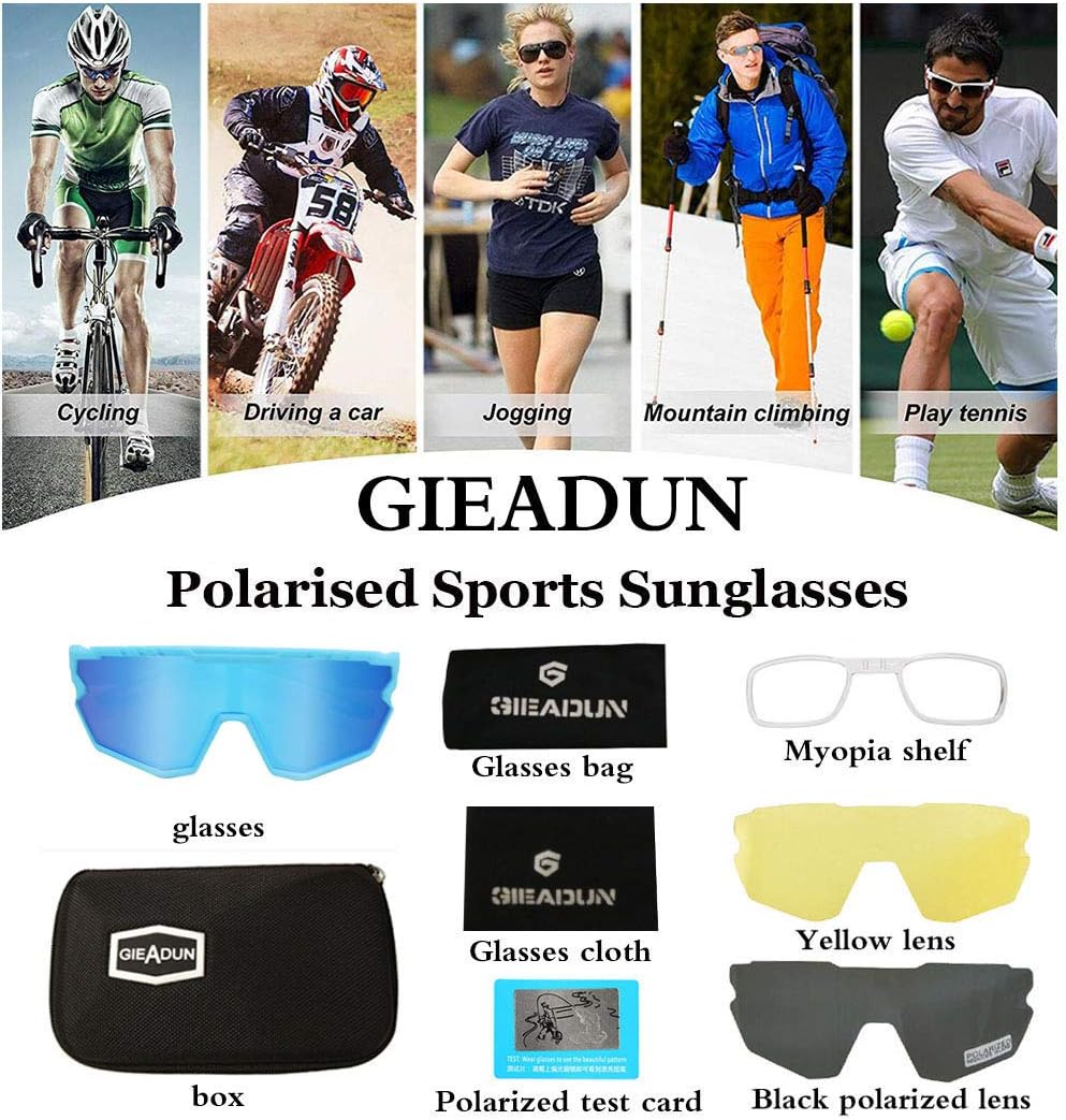 Sports Sunglasses Cycling Glasses Pink Polarized Glasses Baseball glasses with 3 lenses,Fishing,Ski Running Golf - Image 6