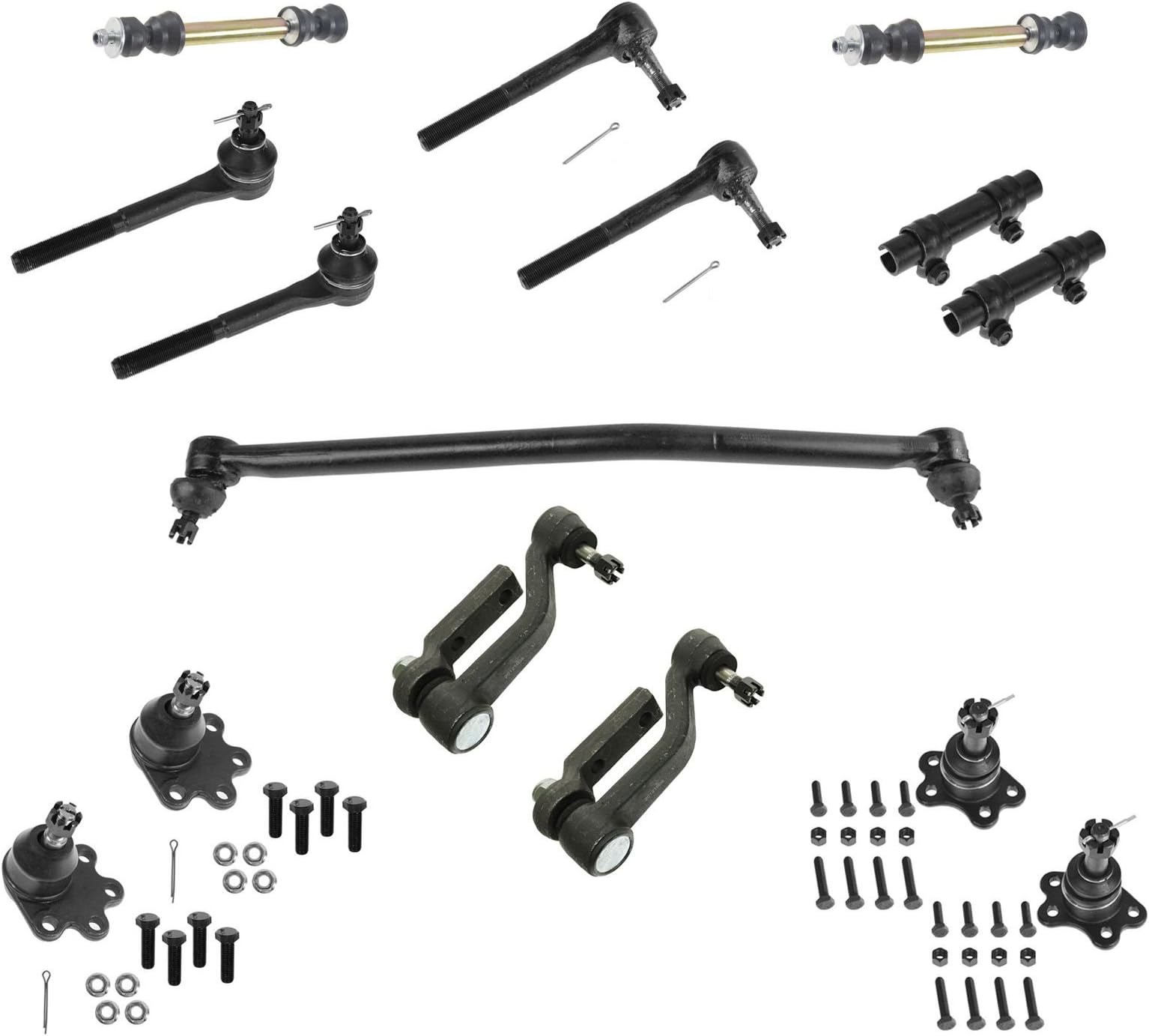 TRQ Front Steering & Suspension Kit Ball Joint Center Link Idler Arm & Bracket Assembly Sway Bar Stabilizer Link Set Tie Rod Tie Rod Adjusting Sleeve Compatible with Chevrolet GMC
