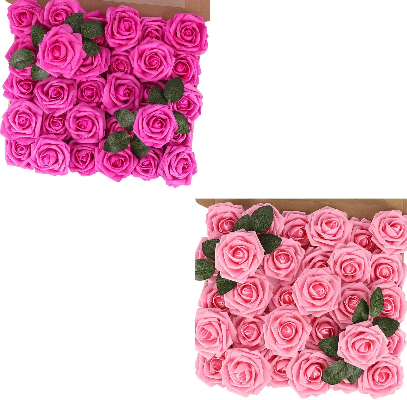 MACTING Artificial Rose Flowers, Real Touch for DIY, Bouquets, Wedding Party, Baby Shower, Home, Christmas Tree Decoration, 60 Pieces