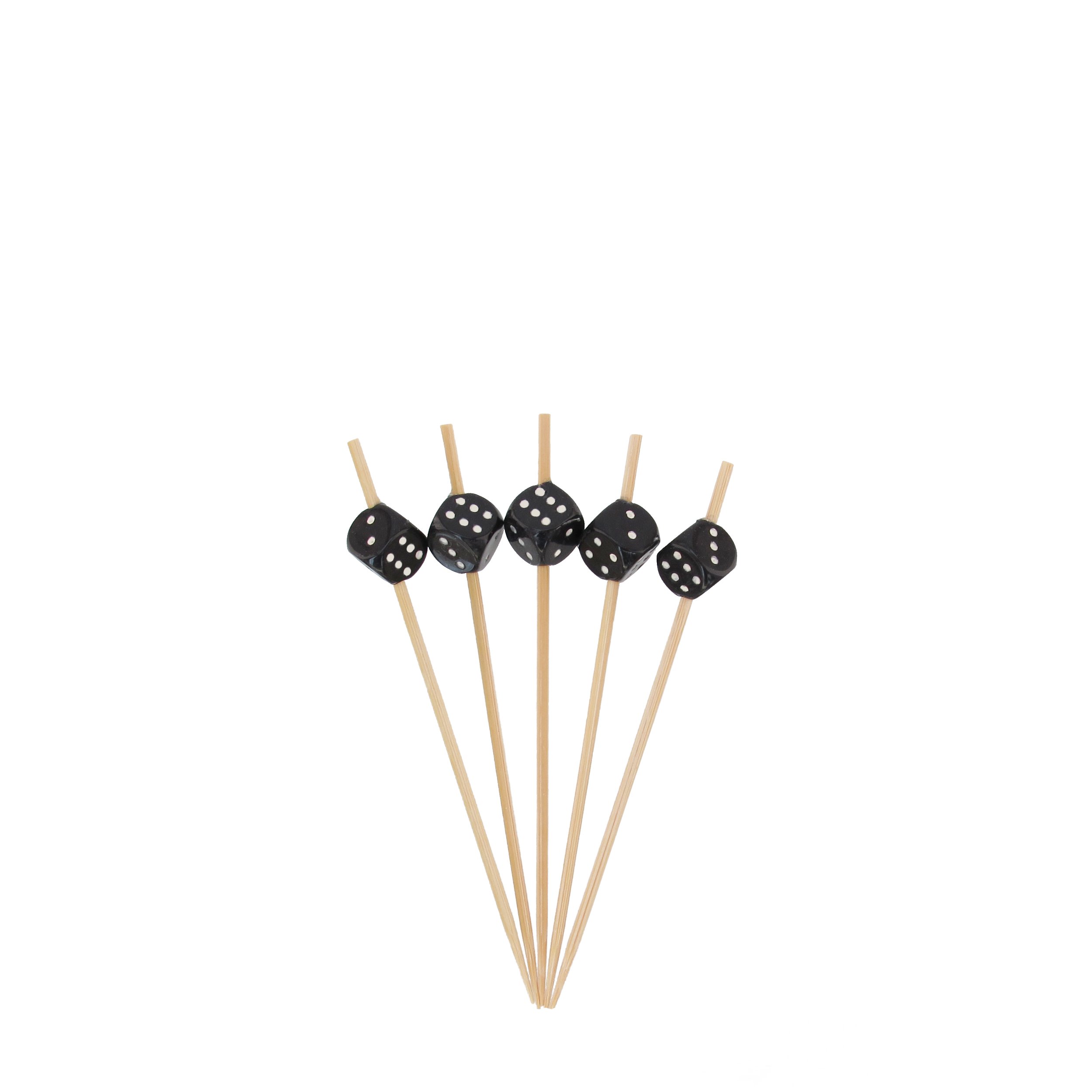 Picks de luxe en bambou noir 9.9 cm décoration dé de fête