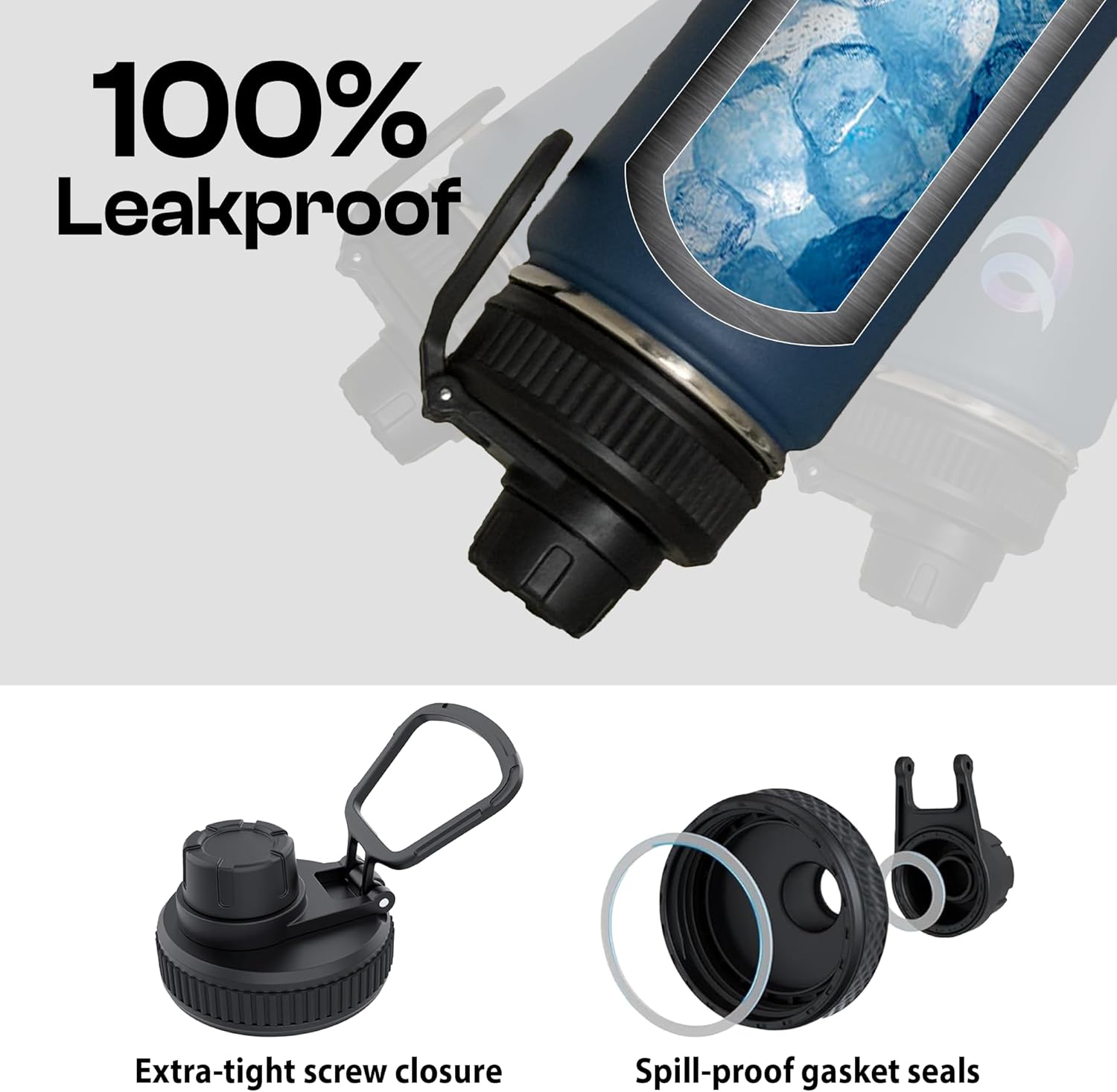 24oz Stainless Steel Water Bottle – Vacuum Insulated, Leak-Proof, Wide Mouth – Keeps Drinks Cold & Hot for 12 Hours – Perfect for Gym, Sports, and Outdoors (Navy & Dark Blue) - Image 4