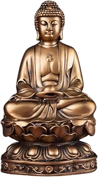 Bronze Finish Resin Buddha Buddha Statue - 6 Inch 15cm Handmade Sculpture Serene Expressions for Meditation, Home Altar, Spiritual Decoration |