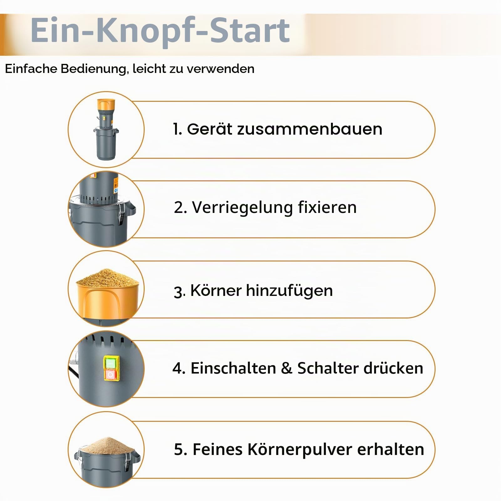 Elektrische Getreidemühle 1300W, 25L Maismühle Maschine mit 5 Feinheitssieben, abnehmbarem Trichter & Eimer, Futter-/Getreidemühle Crusher für Haus und Bauernhof