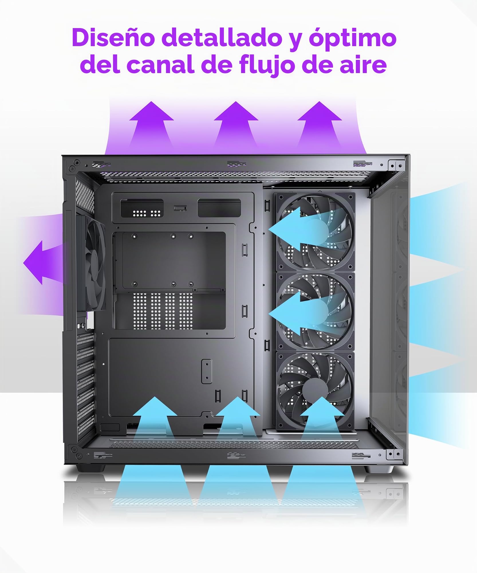 MUSETEX Y6 Caja PC ATX Torre Mediana Gaming con Tipo-C Cristal Templado 270° Negro