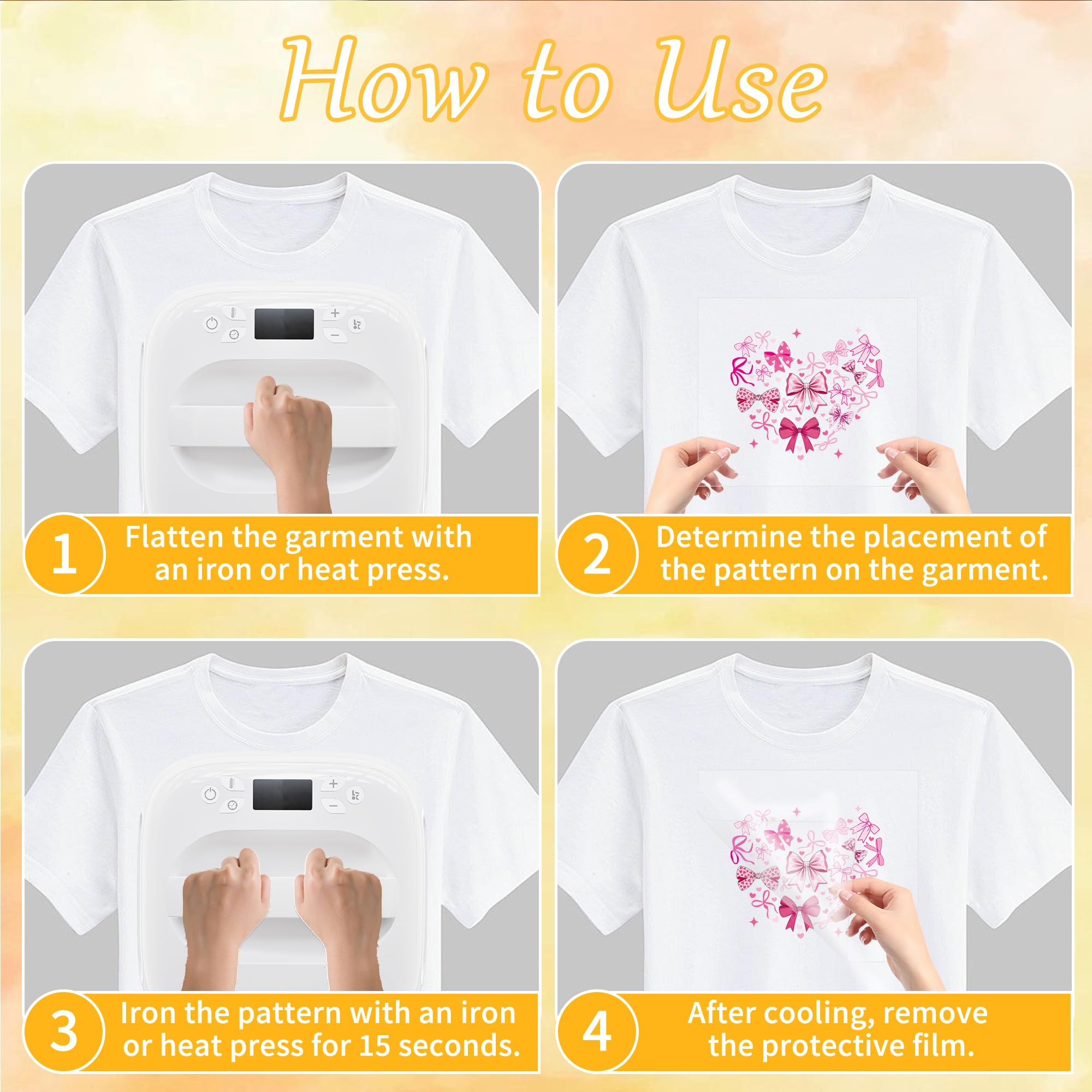 20 hojas de vinilo termotransferible para camisetas con lazo rosa listo para presionar, parches termoadhesivos para ropa, fundas de almohada, bolsas, regalos para el día de la madre