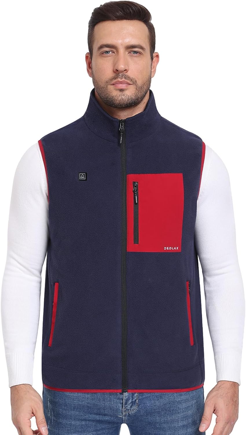 DEOLAX Men's Fleece Heated Vest with Battery Pack Included 3 Heating Levels 5 Heating Zones - Image 2